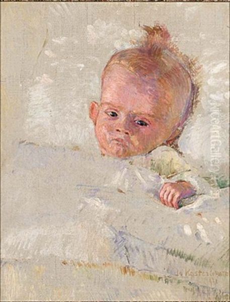 A Portrait Of A Baby Oil Painting by Jo (van Hattem) Koster