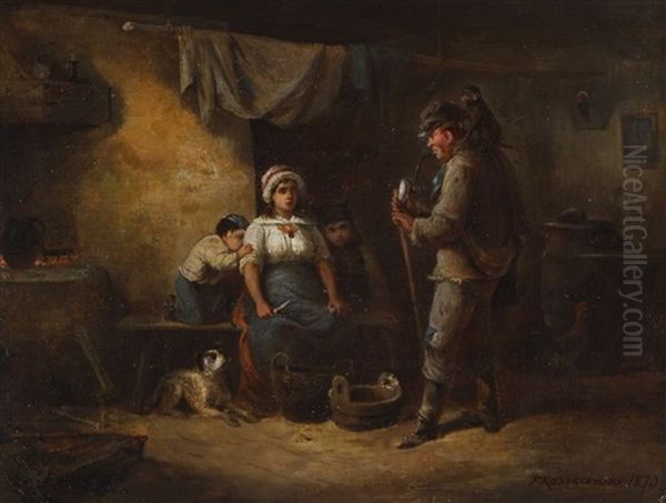 Przybysz Z Malpka Oil Painting by Franciszek Kosttrzievsky