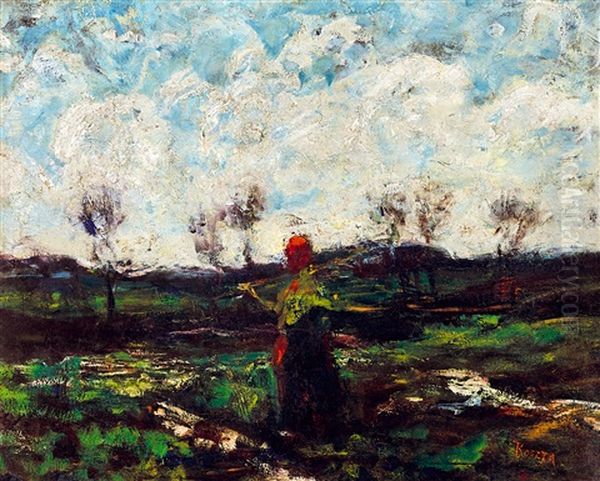 Sun-set Oil Painting by Jozsef Koszta