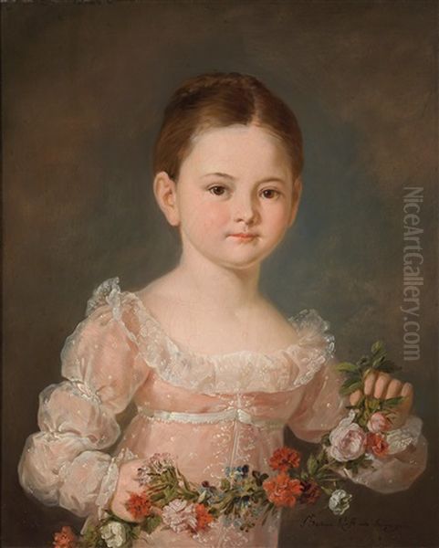 Madchen Im Rosa Kleid Mit Blumengirlande Oil Painting by Barbara Steiner Krafft