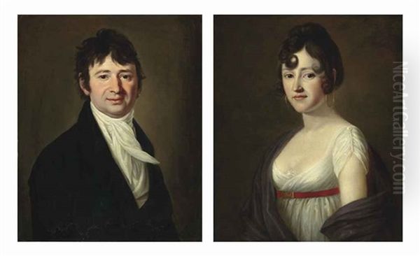 Portrait Of Alexandre Pazzani (+ A Portrait Of Magdalena Pazzani, His Wife; Pair) Oil Painting by Barbara Steiner Krafft