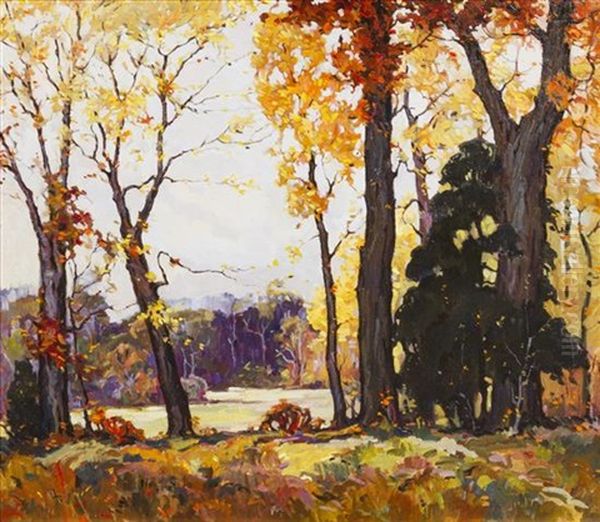 Woodland Landscape Oil Painting by Carl Rudolph Krafft