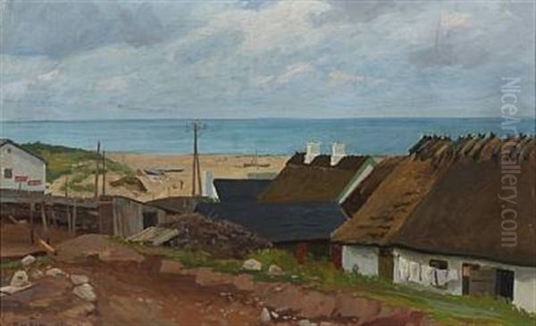 Scene From A Danish Coast Oil Painting by Fritz Kraul