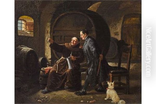 Im Weinkeller Oil Painting by August Kraus