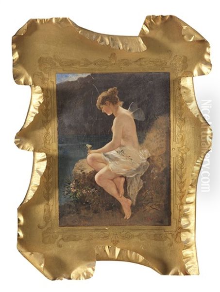 Psyche Mit Schmetterling Am Seeufer Oil Painting by Wilhelm Kray