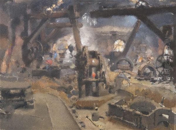 In The Foundry Oil Painting by Vilem Kreibich