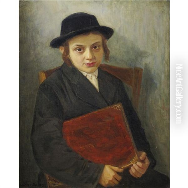 Portrait Of A Jewish Boy Oil Painting by Lazar Krestin