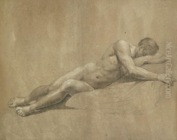 Liegender Mannlicher Akt Oil Painting by Johann Heinrich Beck