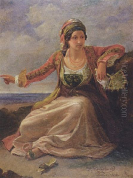 Junge Italienerin Am Strand Oil Painting by Johann Hermann Kretzschmer
