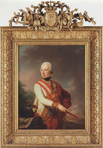 Portrait Of The Archduke Charles Of Austria, Wearing The Insignia Of The Order Of The Golden Fleece And The Star And Sash Of The Order Of Maria Theresa Oil Painting by Josef Kreutzinger