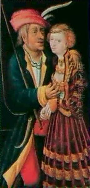 Unequal Lovers Oil Painting by Wolfgang Krodel the Elder