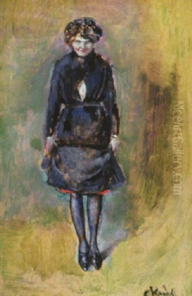 Gladjeflickan Oil Painting by Christian Krohg