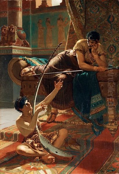David Och Saul Oil Painting by Julius Johann Ferdinand Kronberg