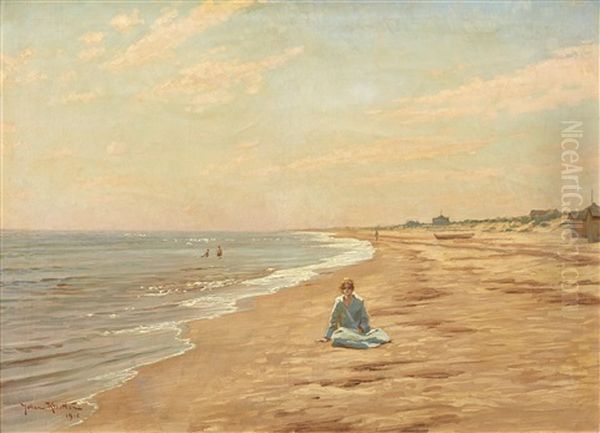 Strandmotiv Fran Falsterbo Oil Painting by Johan Fredrik Krouthen