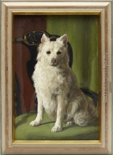 Hundportratt Oil Painting by Johan Fredrik Krouthen