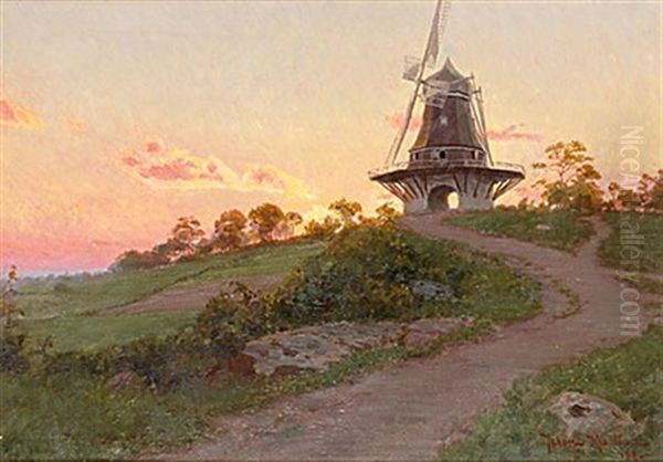 Kvarnen I Molle Oil Painting by Johan Fredrik Krouthen