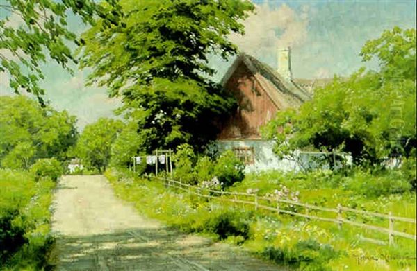 Sommar Vid Garden Oil Painting by Johan Fredrik Krouthen