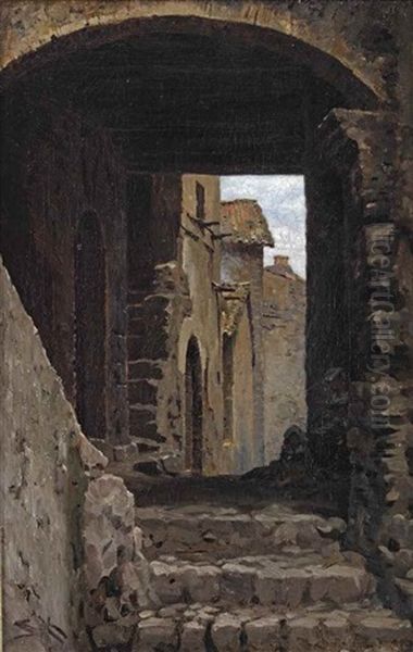 On The Stairs, Sora Oil Painting by Peder Severin Kroyer