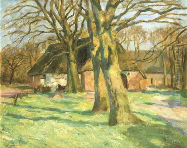 Bauerliches Anwesen Im Fruhling Oil Painting by Karl Krummacher