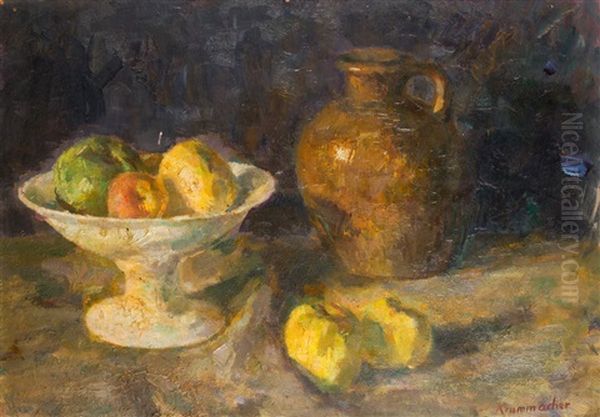 Stillleben Mit Obstschale Und Krug Oil Painting by Karl Krummacher