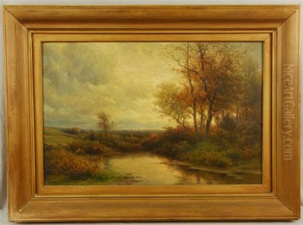 River Landscape Oil Painting by Hendrik Dirk Kruseman van Elten