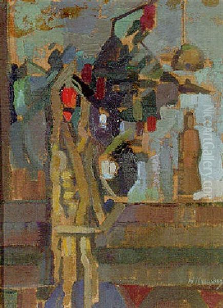 Stilleven Schoorsteenhoekje Oil Painting by Herman Kruyder