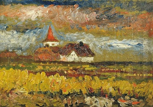 Kostelik V Krajine Oil Painting by Bohumil Kubista