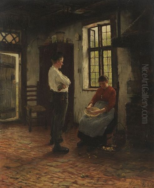 Heimkehr Des Gatten Oil Painting by Gotthardt Johann Kuehl