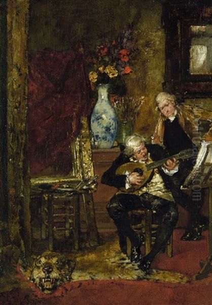 Hausmusik Oil Painting by Gotthardt Kuehl