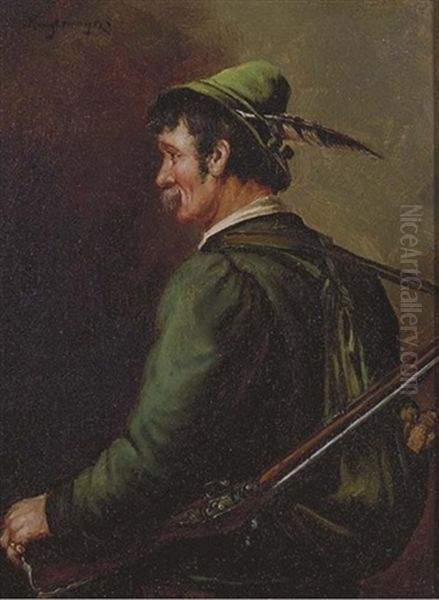 Portrait Of A Hunter Oil Painting by Max Kuglmayr