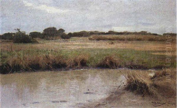 Landschaft Mit Wasserstelle Zwischen Dem Kleinen Und Grosen Ruaha (tansania) Oil Painting by Wilhelm Friedrich Kuhnert
