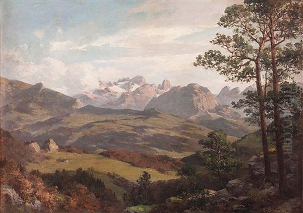 Hochalmgebiet Mit Blick Auf Den Dachstein Oil Painting by Franz Kulstrunk