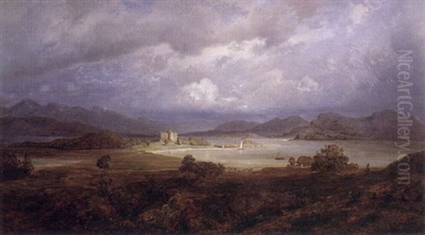 See Im Schottischen Hochland Mit Burg Oil Painting by Carl Robert Kummer