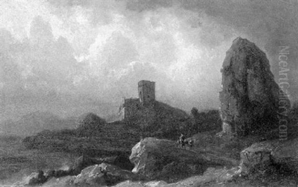 Castel An Felsiger Meereskuste Oil Painting by Carl Robert Kummer