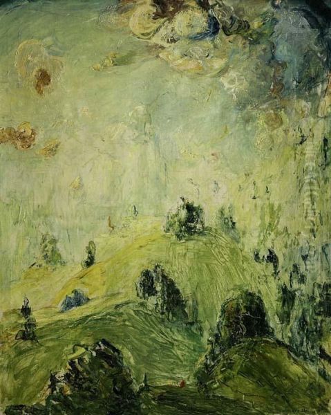 Sonniger Hugel Mit Wolken Oil Painting by Giulio Beda