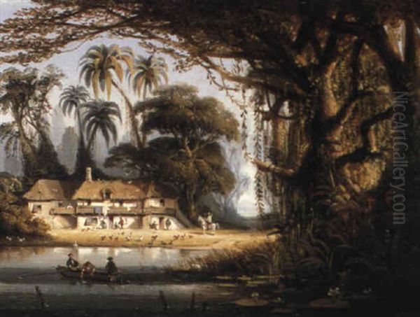 In The East Indies Oil Painting by Charles Euphrasie Kuwasseg