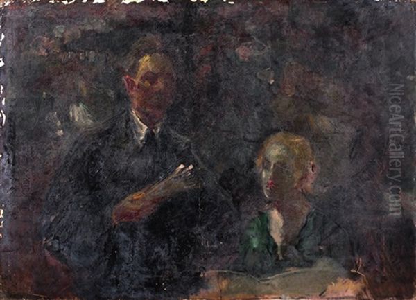 Le Peintre Et Sa Muse Oil Painting by Konstantin Kuznetsov