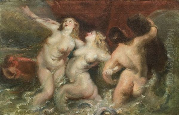 Nereids Oil Painting by Anton Teofil Kwiatkowski