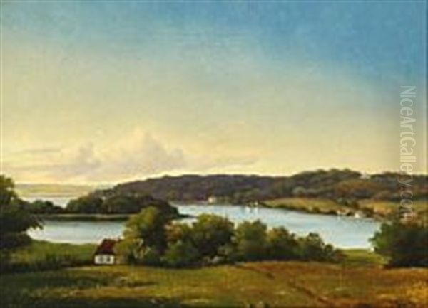 View Of Fredensborg Castle In The Evening Sun Oil Painting by Vilhelm Peter Karl Kyhn