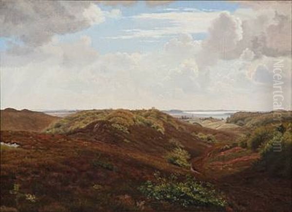 View Of Jyske Hede In Jutland, Denmark Oil Painting by Vilhelm Peter Karl Kyhn