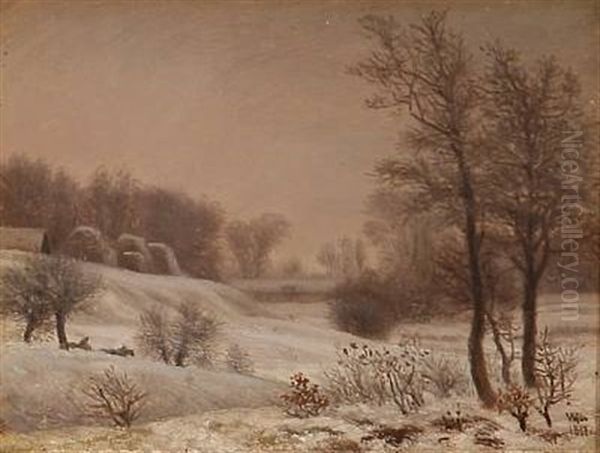 Winter Landscape Oil Painting by Vilhelm Peter Karl Kyhn