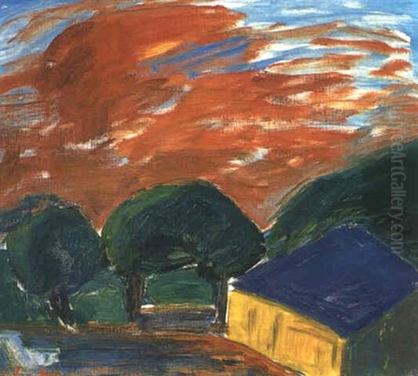 Hus Och Trad Oil Painting by Carl Kylberg