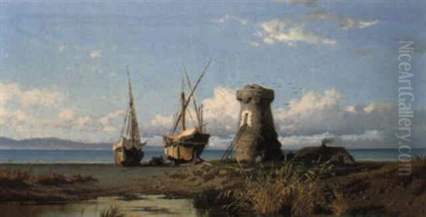 Barche Di Pescatori Oil Painting by Alessandro la Volpe