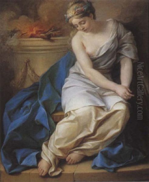 Une Vesta;e Oil Painting by Pierre (Pere) (Delacour) Lacour