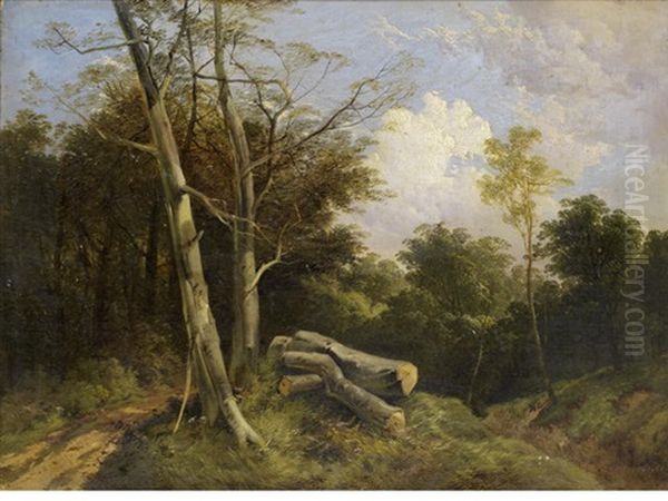 A Woodland Path Oil Painting by John Berney Ladbrooke