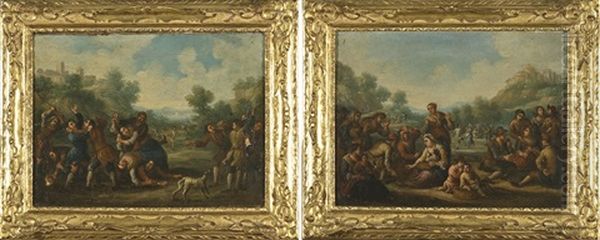 Scene Di Genere (2 Works) Oil Painting by Pieter Jacobsz. van Laer