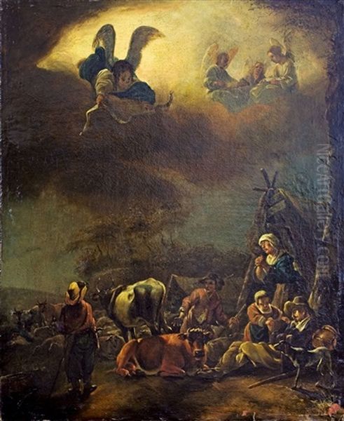 Verkundigung An Die Hirten Oil Painting by Pieter Jacobsz. van Laer