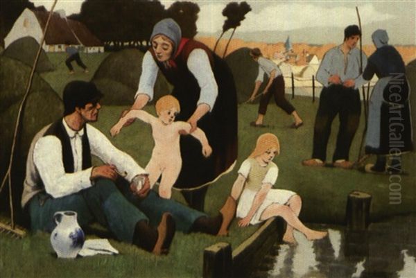 Le Retour Oil Painting by Eugene Jules Joseph Laermans