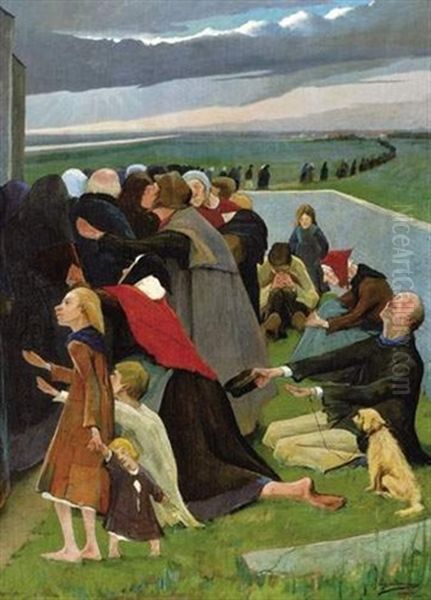 Les Mendiants Oil Painting by Eugene Jules Joseph Laermans