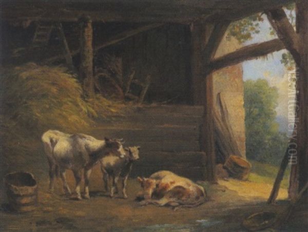 Im Stall Oil Painting by Carl Lafite